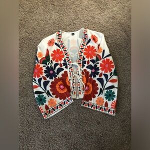 SHEIN Floral Embroidered Tunic - Multicolor